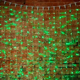 Гирлянда светодиодная Занавес 2х1,5м 192 LED ЗЕЛЕНЫЙ прозрачный ПВХ IP65 постоянное свечение 230В со