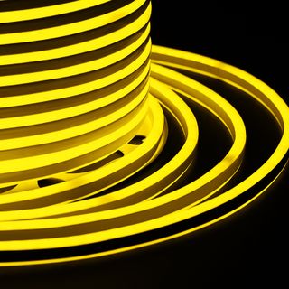 Гибкий неон 7х12мм двухсторонний компактный 120 LED/м ЖЕЛТЫЙ 230В бухта 100м (c комплектом подключен